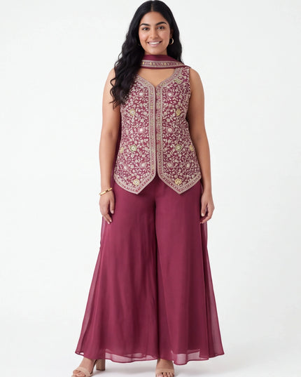 Pink flared plazzo / sharara set
