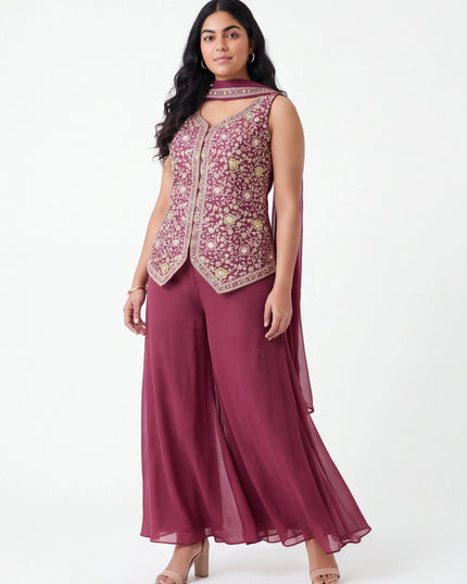 Pink flared plazzo / sharara set