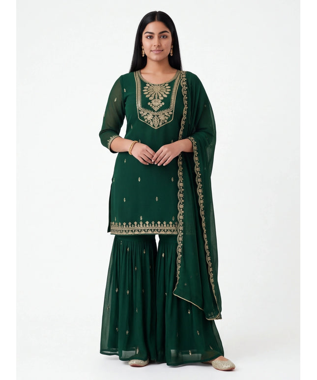 Manjari: Green sharara set
