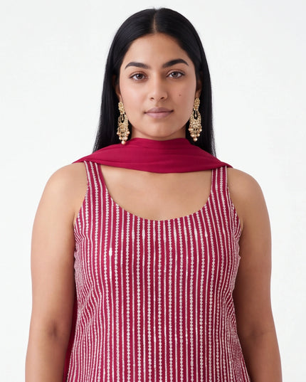 Dark pink sharara set