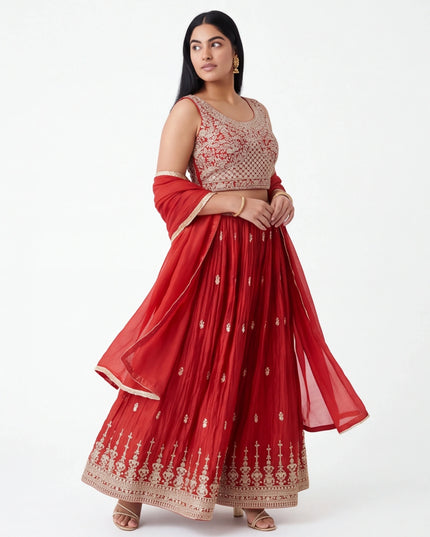 Chinon silk lehenga set