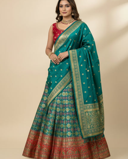 Silk Lehenga Set with Unstitched Blouse Piece