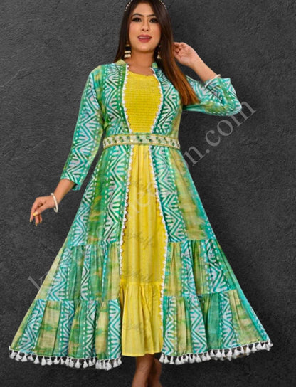 Rayon Kurti with jacket - Kurti Connection USA