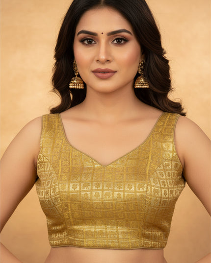 Golden blouse | Size 36 : sale - Kurti Connection USA