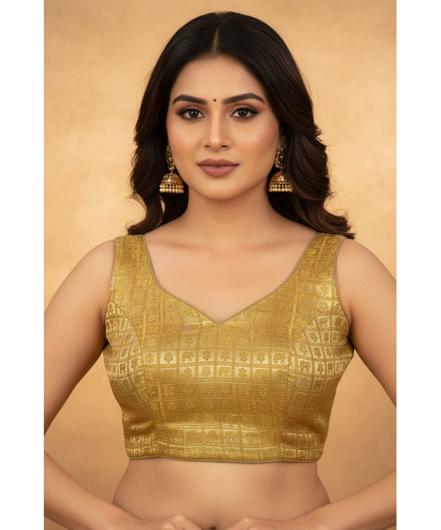 Golden blouse | Size 36 : sale - Kurti Connection USA