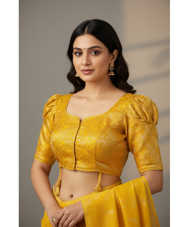 Golden Yellow Blouse - Kurti Connection USA