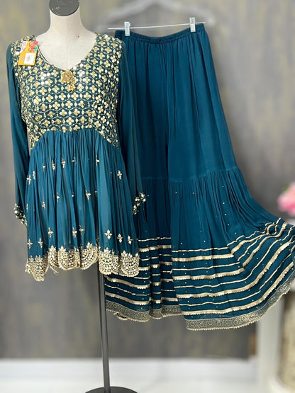 pure georgette sharara set - Kurti Connection USA
