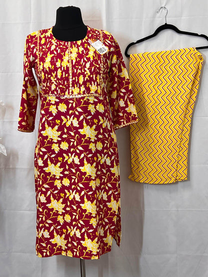 Pure cotton kurti pant set - Kurti Connection USA