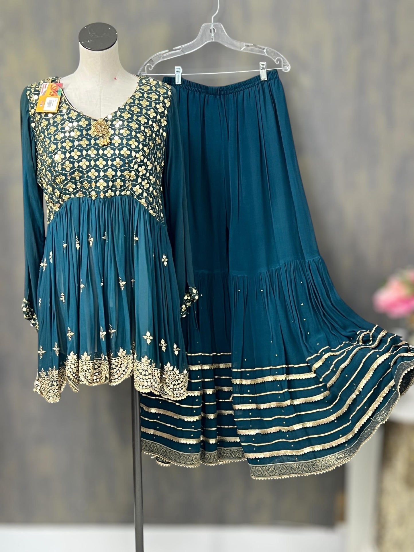 pure georgette sharara set - Kurti Connection USA