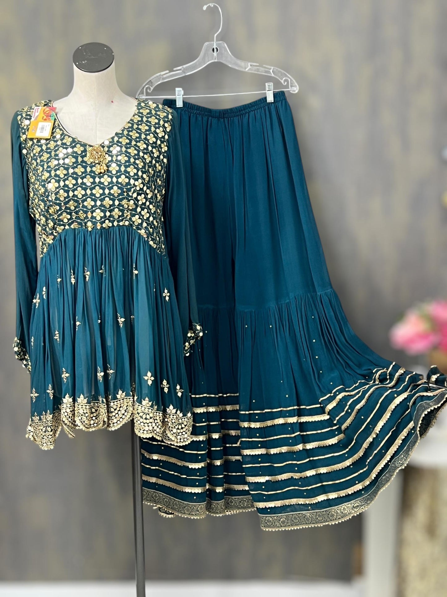 pure georgette sharara set - Kurti Connection USA