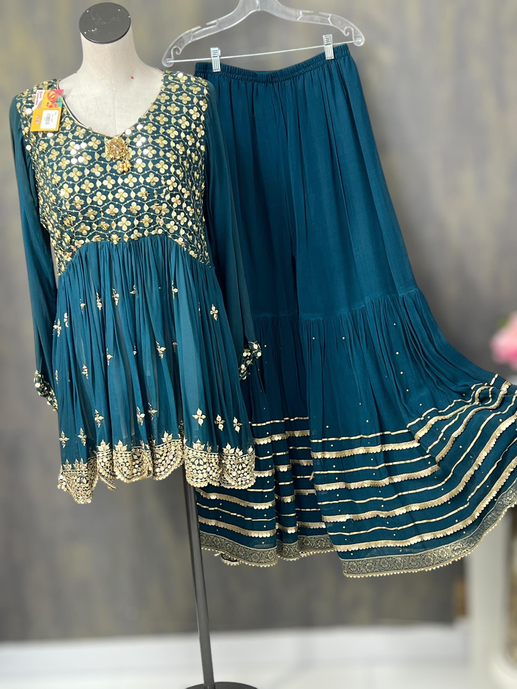 pure georgette sharara set - Kurti Connection USA