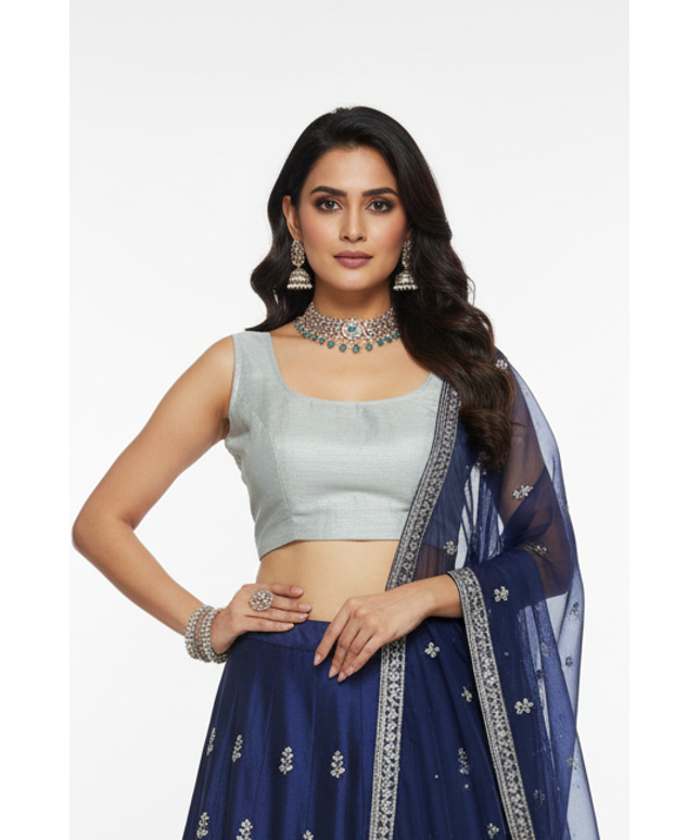Light grey / silver grey blouse by Kurti Connection USA