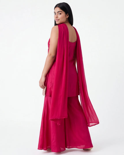 Dark pink sharara suit