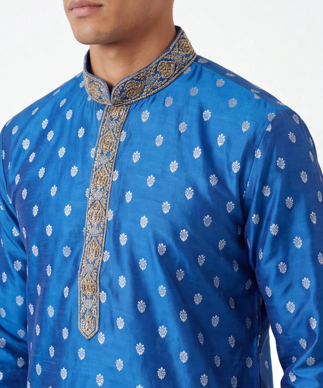 blue silk kurta