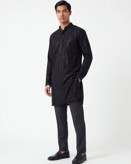 Black sequin kurta | short kurta