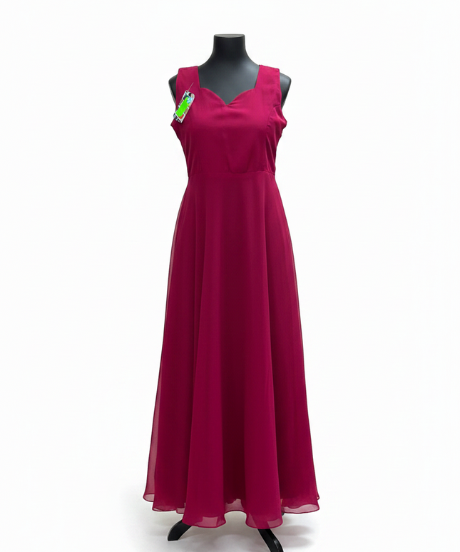 Kurti Connection USA sleeveless magenta chiffon long kurti dress with a sweetheart neckline on a mannequin