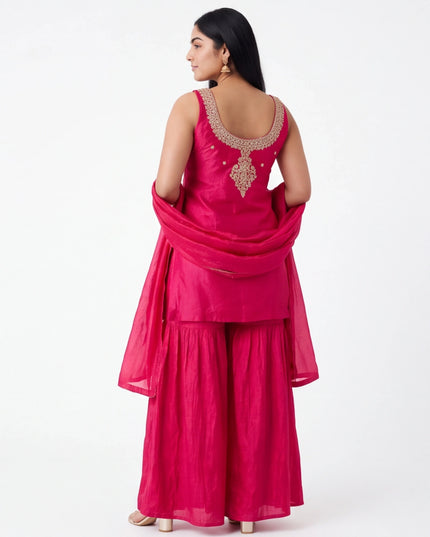 Dark pink sharara suit