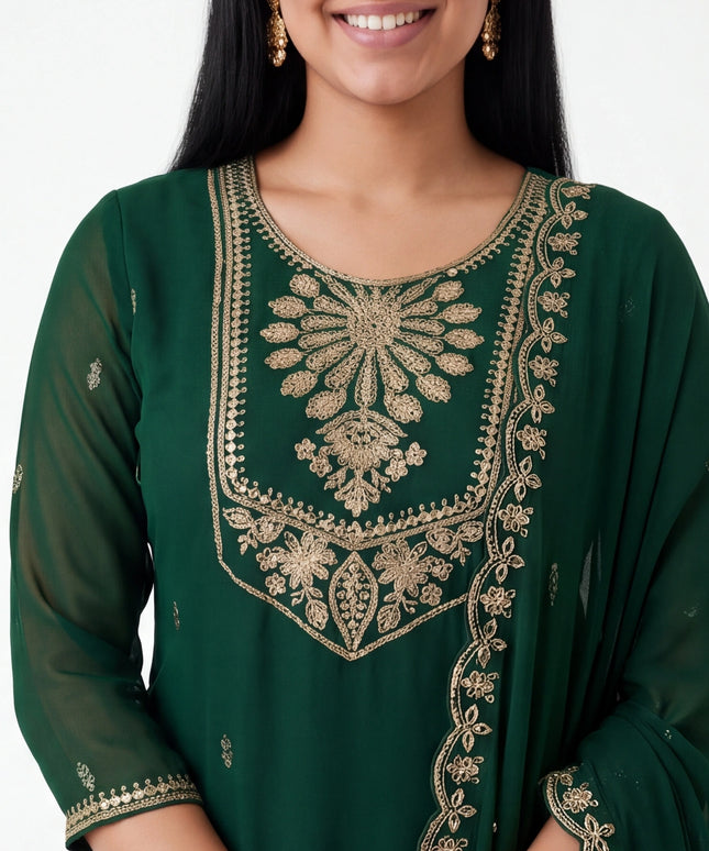Manjari: Green sharara set
