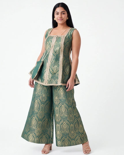 Jacquard silk Plazzo set