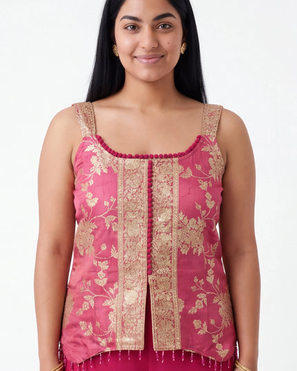 Dark pink sharara set