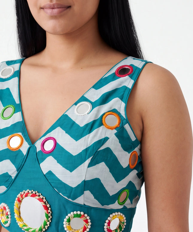 Cotton blouse with mirror : garba