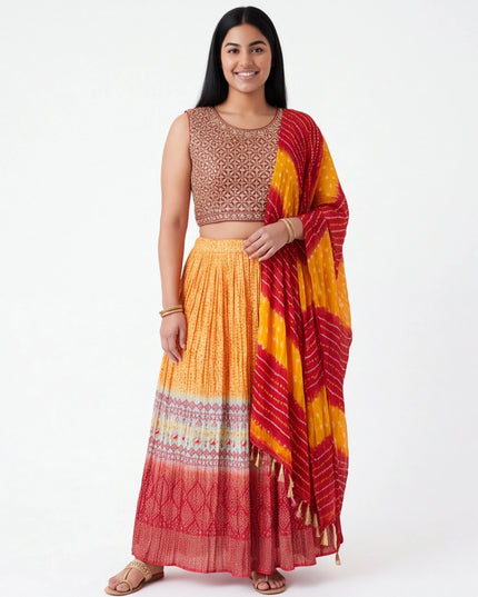 Bandhani legenga choli set : Garba