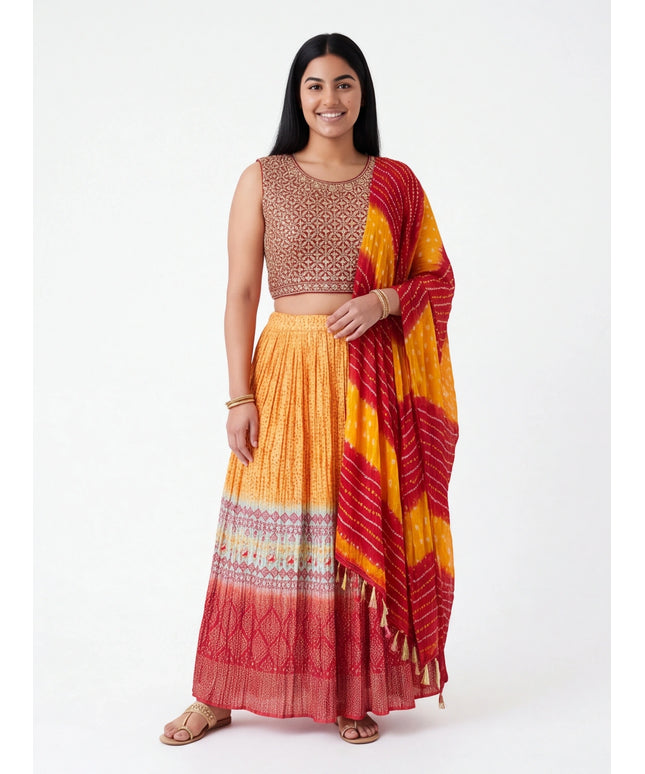 Bandhani legenga choli set : Garba
