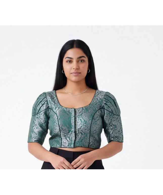 Green - silver blouse