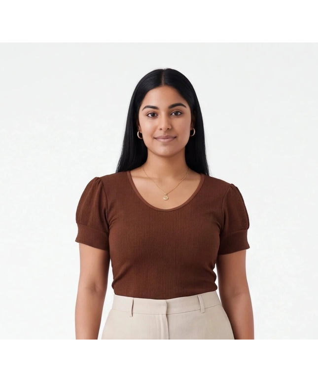 Brown Strechable blouse : for teens
