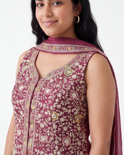 Pink flared plazzo / sharara set