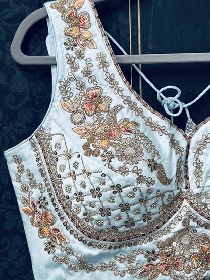 Silk blouse with heavy embroidery work