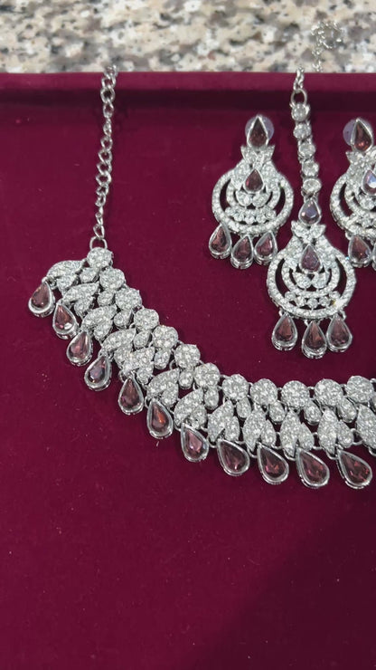 Party wear necklace set | necklace with earrings and maang Teeka