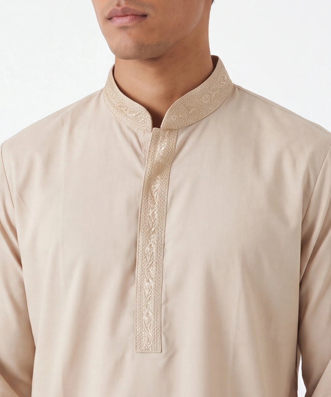 Beige mens kurta with pant