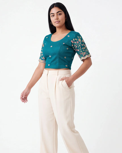 Peacock green Strechable blouse