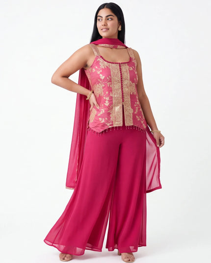 Dark pink sharara set