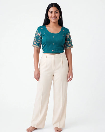 Peacock green Strechable blouse
