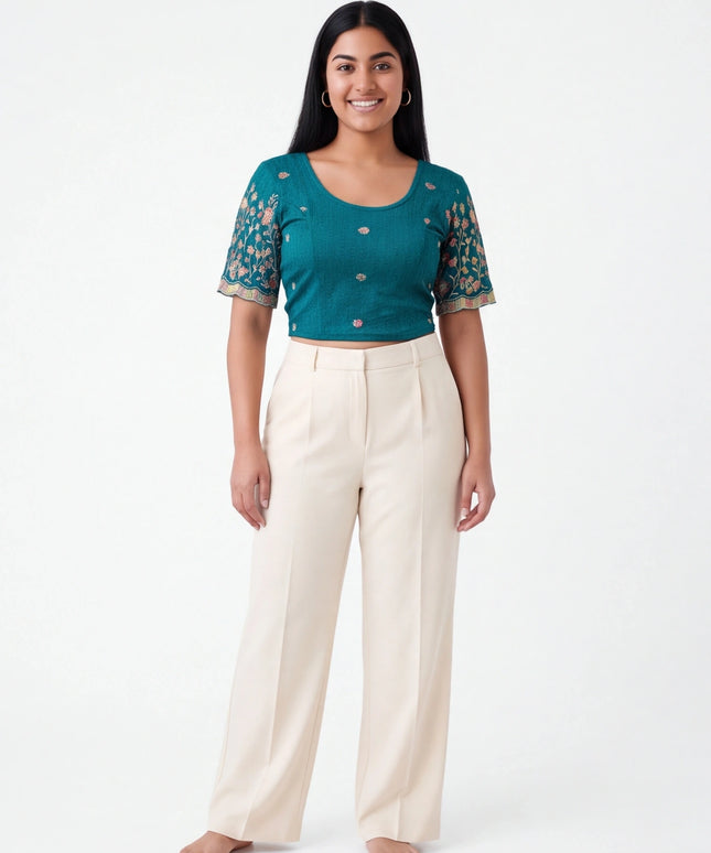 Peacock green Strechable blouse