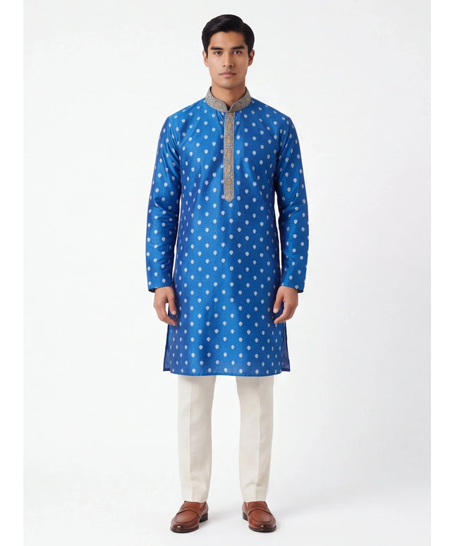 blue silk kurta