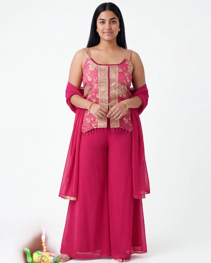 Dark pink sharara set