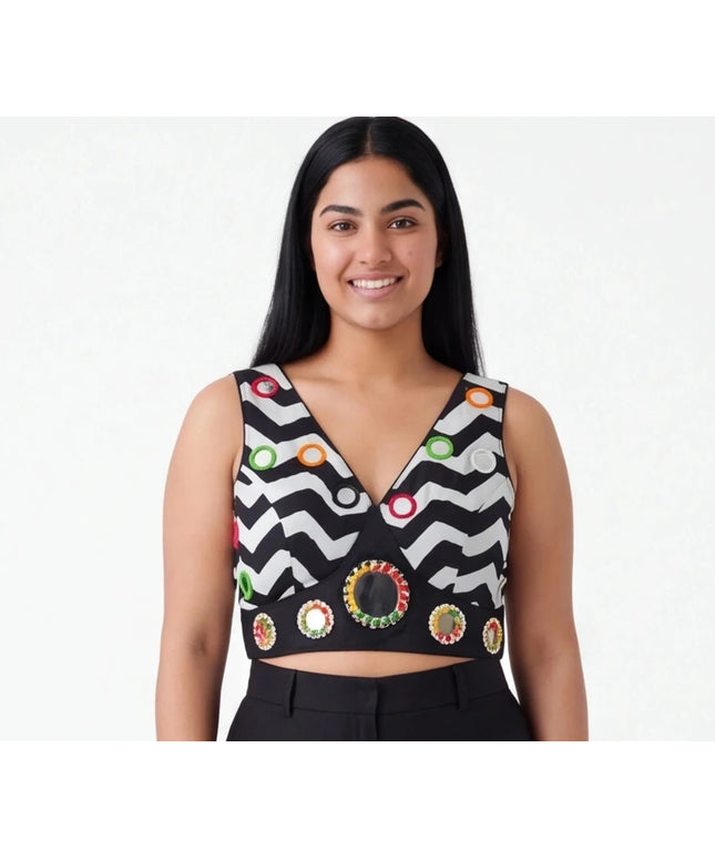 Cotton blouse : black and white : garba