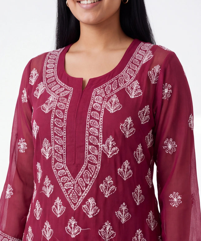 Chiffon Chikankari kurti