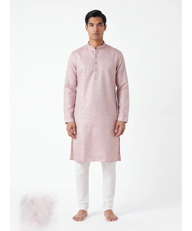 light pink mens kurta with white pant
