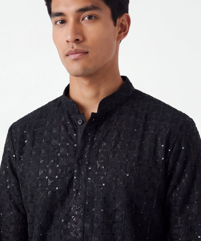 Black sequin kurta | short kurta