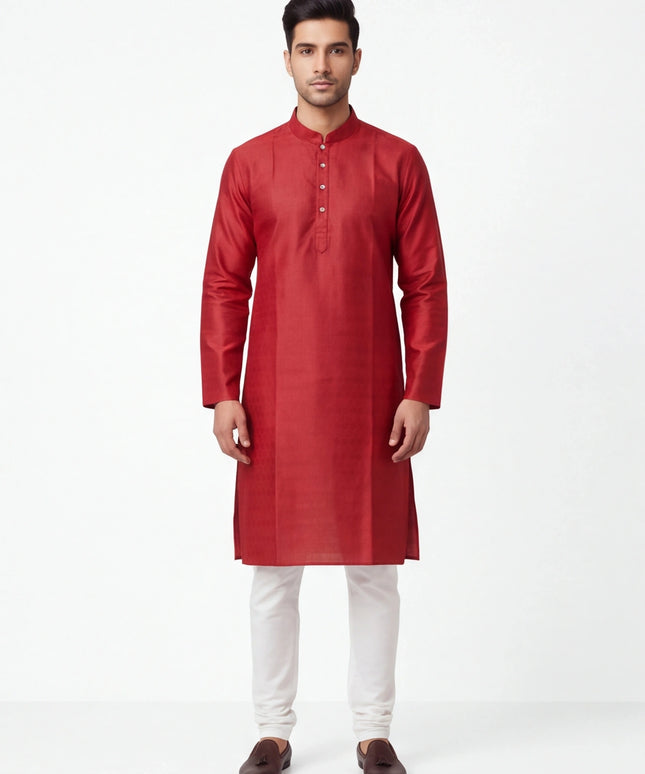Maroon mens kurta with white pant