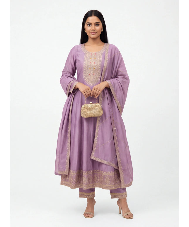 Anarkali party wear dress : Violet
