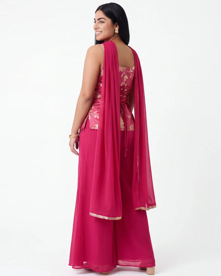Dark pink sharara set