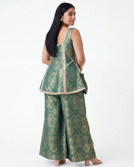 Jacquard silk Plazzo set