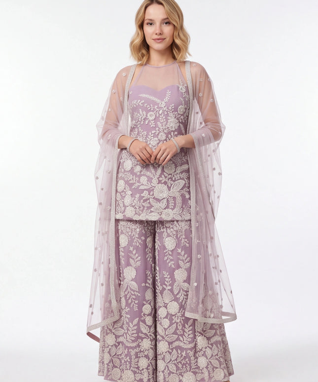 Lilac purple sharara suit