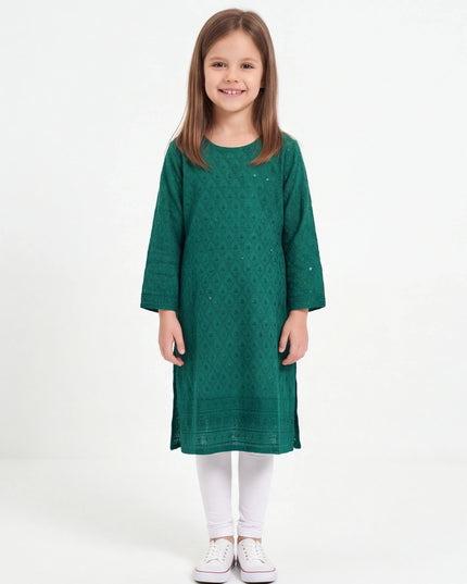 Chikankari long kurti for girls