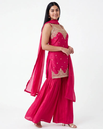 Dark pink sharara suit